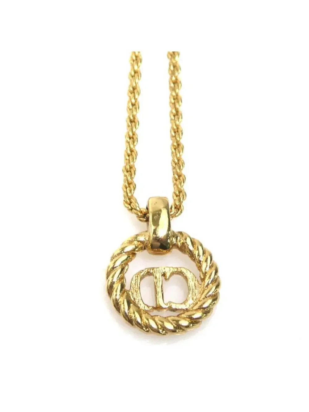 Auth Christian Dior Necklace Gold Metal #302997C11B